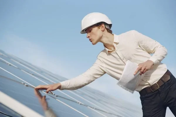 Staff doing solar farm inspections