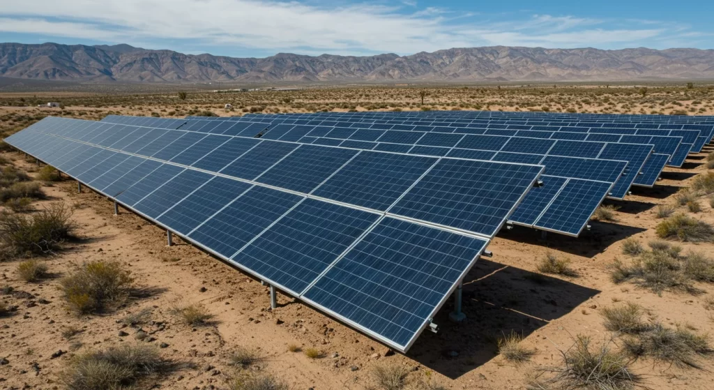 Solar panels on a field